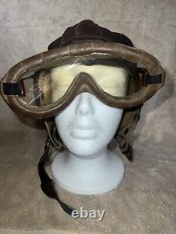 Casque De Vol En Cuir De L'armée De L'air Américaine Type A-11 No. 3189 Avec Lunettes