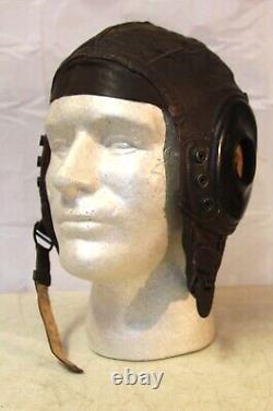 Casque de pilote en cuir de l'armée de l'air des États-Unis de la Seconde Guerre mondiale en bon état