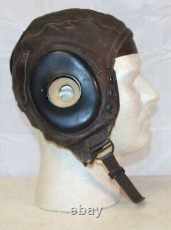 Casque de pilote en cuir de l'armée de l'air des États-Unis de la Seconde Guerre mondiale en bon état