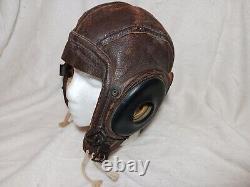 Casque de vol d'hiver en cuir A-11 de l'US Army Air Force de la Seconde Guerre mondiale, taille Large