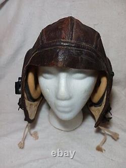 Casque de vol d'hiver en cuir A-11 de l'US Army Air Force de la Seconde Guerre mondiale, taille Large