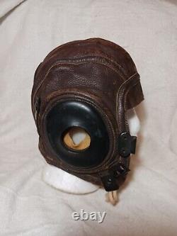 Casque de vol d'hiver en cuir A-11 de l'US Army Air Force de la Seconde Guerre mondiale, taille Large