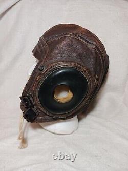 Casque de vol d'hiver en cuir A-11 de l'US Army Air Force de la Seconde Guerre mondiale, taille Large