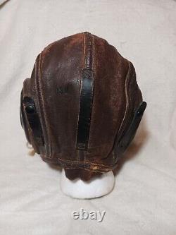 Casque de vol d'hiver en cuir A-11 de l'US Army Air Force de la Seconde Guerre mondiale, taille Large