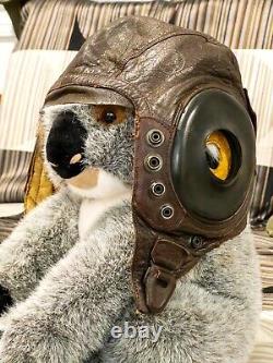 Casque de vol en cuir de la Seconde Guerre mondiale de l'US Army Air Forces, modèle A 3189, taille moyenne