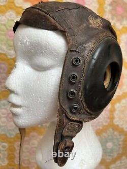 Casque de vol en cuir de type A-11 pour pilotes de l'armée/forces aériennes de la Seconde Guerre mondiale