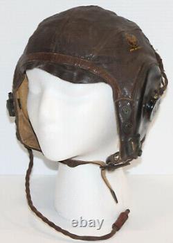 Casque de vol en cuir original de l'USAAF Army Air Force A-11 + casque ANB-H-1