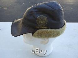 Casquette Pour Mécanicien En Peau De Mouton / Cuir B-2 De L'armée De Terre Américaine Ww2, Taille 7