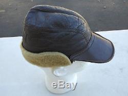 Casquette Pour Mécanicien En Peau De Mouton / Cuir B-2 De L'armée De Terre Américaine Ww2, Taille 7