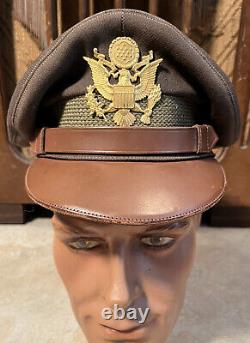 Casquette d'officier de l'armée de l'air américaine de la Seconde Guerre mondiale, modèle Crusher, USAF, 50 missions de la Seconde Guerre mondiale.