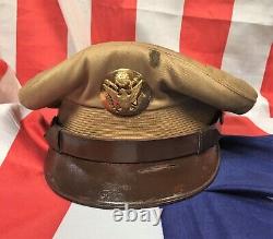 Casquette de service à visière de l'US Army Air Force (AAF) de 1944, modèle pour les soldats du rang, légère pour l'été