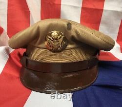 Casquette de service à visière de l'US Army Air Force (AAF) de 1944, modèle pour les soldats du rang, légère pour l'été