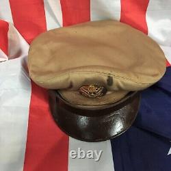 Casquette de service à visière de l'US Army Air Force (AAF) de 1944, modèle pour les soldats du rang, légère pour l'été