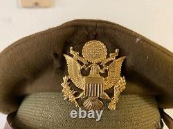 Chapeau de pilote d'officier Crusher de l'US Army Air Force AAC de la Seconde Guerre mondiale - 7 3/8ème