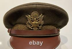 Chapeau de service en laine feutrée de l'officier de l'armée et de l'aviation américaine de la Seconde Guerre mondiale.