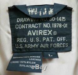 Cuir Vintage Avirex A-2 Bomber Jacket Brown Us Army Air Force Sz Grand Exe