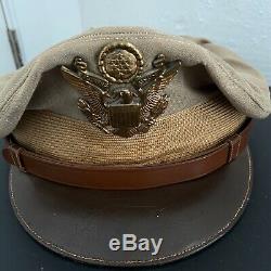 De La Seconde Guerre Mondiale L'armée Américaine Armée De L'air Aaf Officier Crusher Cap Hat Sz 7 1/4 Original