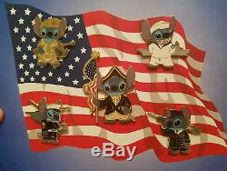 Disney Pin Stitch Patriotique Militaire Marine Marine Army Air Force Htf Rare Set