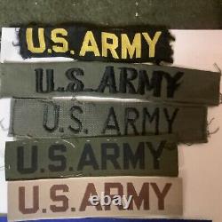 Ensemble de Patches de l'Armée de Terre / Marine / Armée de l'Air des États-Unis (Étiquette de Nom d'Uniforme 1960 à 70s)