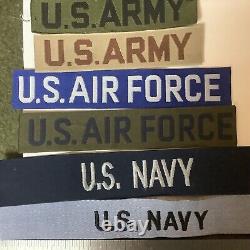 Ensemble de Patches de l'Armée de Terre / Marine / Armée de l'Air des États-Unis (Étiquette de Nom d'Uniforme 1960 à 70s)