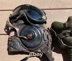 Ensemble de casque de vol filaire avec masque à oxygène et lunettes de l'USAAF de la Seconde Guerre mondiale