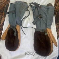 Gants de mitaines en cuir de l'US Army Air Force de la Seconde Guerre mondiale, taille moyenne N-4B, USAF B-17