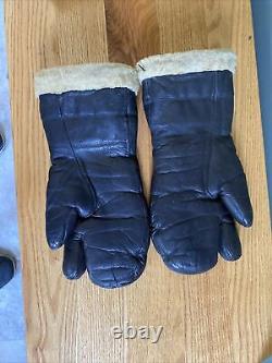 Gants de mitrailleur en cuir de l'armée de l'air de l'US Army de la Seconde Guerre mondiale, modèle A9 A-9, taille large.