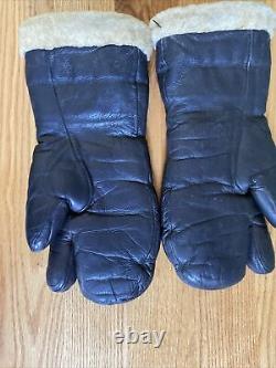 Gants de mitrailleur en cuir de l'armée de l'air de l'US Army de la Seconde Guerre mondiale, modèle A9 A-9, taille large.