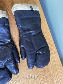 Gants de mitrailleur en cuir de l'armée de l'air de l'US Army de la Seconde Guerre mondiale, modèle A9 A-9, taille large.