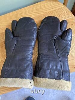 Gants de mitrailleur en cuir de l'armée de l'air de l'US Army de la Seconde Guerre mondiale, modèle A9 A-9, taille large.