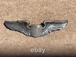 Insigne de badge de pilote lourd de l'US Army Air Force (USAAF) en argent massif