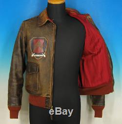 Le Real Mccoys A-2 Jabbin Jug Cuir Marron Us Air Force Army Flight Jacket 36