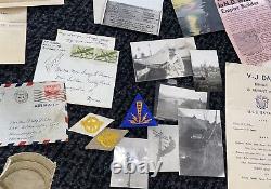 Lettres de la Seconde Guerre mondiale, papiers, photos, écussons du Minnesota, Sergent Technique de la 5ème Armée de l'Air.