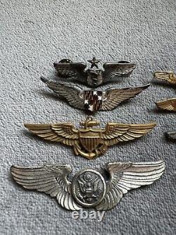 Lot de 11 ailes originales de l'US Army Air Force (AAF) vintage