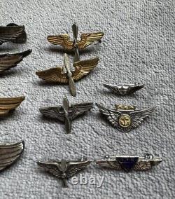 Lot de 11 ailes originales de l'US Army Air Force (AAF) vintage