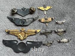 Lot de 11 ailes originales de l'US Army Air Force (AAF) vintage