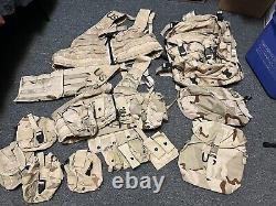 Lot de pochettes Molle pour sac d'assaut FLC Desert Tri-color de l'US Army Air Force en excellent état, rare