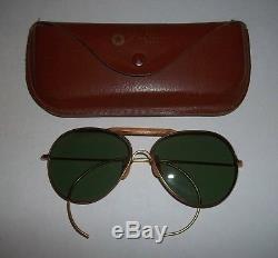 Lunettes De Soleil Aviateur Naviex Vintage Style U. S. Army Air Force Avec Étui Ww II Rare