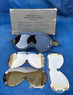 Lunettes de vol vintage de l'US ARMY AIR FORCE B-8 de la Seconde Guerre mondiale 1944 dans la boîte verte M-1944