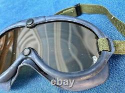 Lunettes de vol vintage de l'US ARMY AIR FORCE B-8 de la Seconde Guerre mondiale 1944 dans la boîte verte M-1944