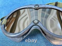 Lunettes de vol vintage de l'US ARMY AIR FORCE B-8 de la Seconde Guerre mondiale 1944 dans la boîte verte M-1944