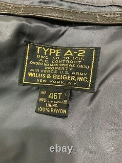 Militaire A-2 Willis & Geiger Army, Air Force Flight Leather Jacket Mens 46 L