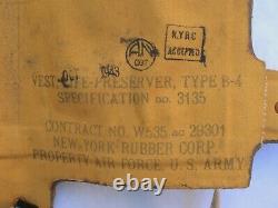 Minty Us Army Air Forces Type B-4 Life Preserver/dye Marker Mae West Usaaf