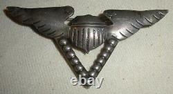 Navajo Ww2 Victory Pin Army Airforce Wings & V Sterling Silver Publised Vafo
