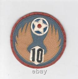 Nomé 3 US Army Air Force 10th Air Force Patch en Cuir de la Seconde Guerre Mondiale, Inv# L282