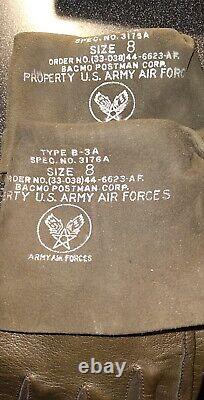 Nous Wwii Army Air Force B-3a Gants Volants En Cuir Taille Originale 8