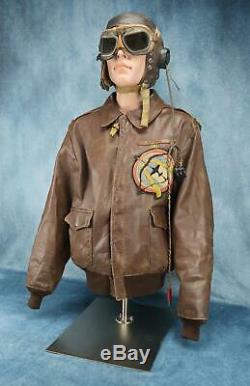 Officier Ww2 Blouson En Cuir Us Army Air Force Corp A2 Groupe Usaf Nom 44