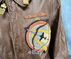 Officier Ww2 Blouson En Cuir Us Army Air Force Corp A2 Groupe Usaf Nom 44