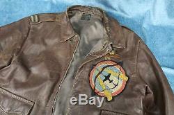 Officier Ww2 Blouson En Cuir Us Army Air Force Corp A2 Groupe Usaf Nom 44