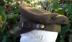 Old Vintage Us Ww2 Années 1940 Ère Army Air Forces Pilot’s Crusher Cap Visor Hat Used
